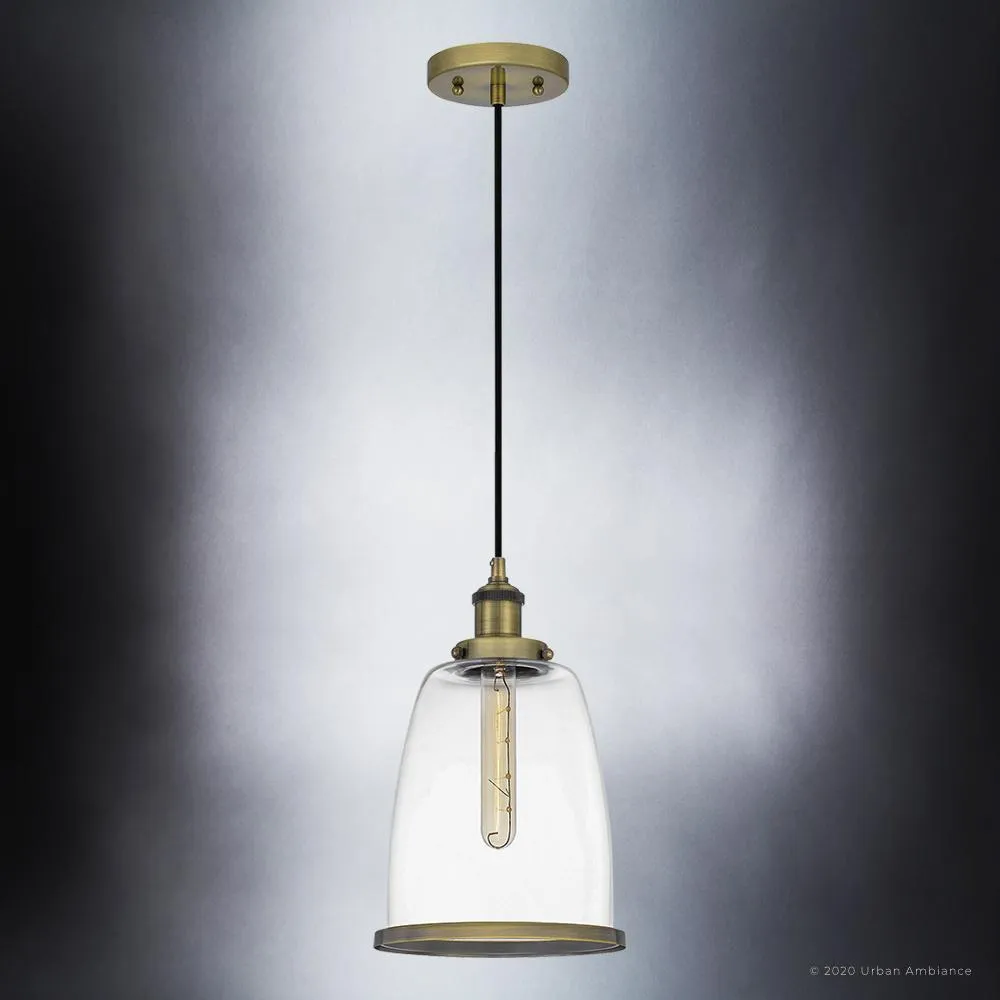 UQL4080 Transitional Pendant 13.5''H x 8''W, Antique Brass Finish, Wyndford Collection