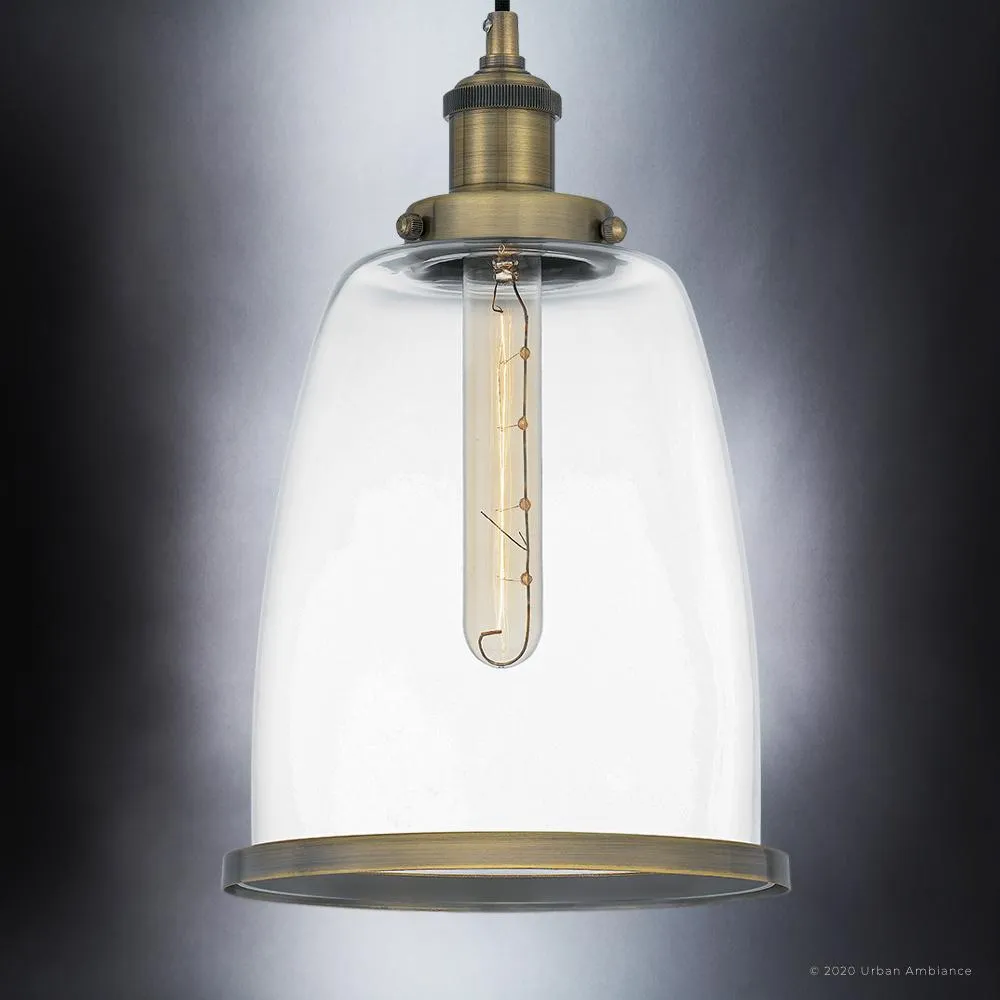 UQL4080 Transitional Pendant 13.5''H x 8''W, Antique Brass Finish, Wyndford Collection