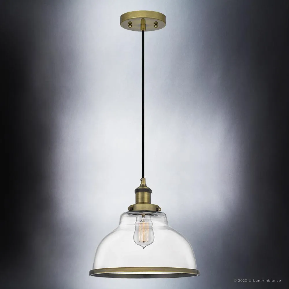 UQL4083 Transitional Pendant 11.75''H x 12''W, Antique Brass Finish, Wyndford Collection