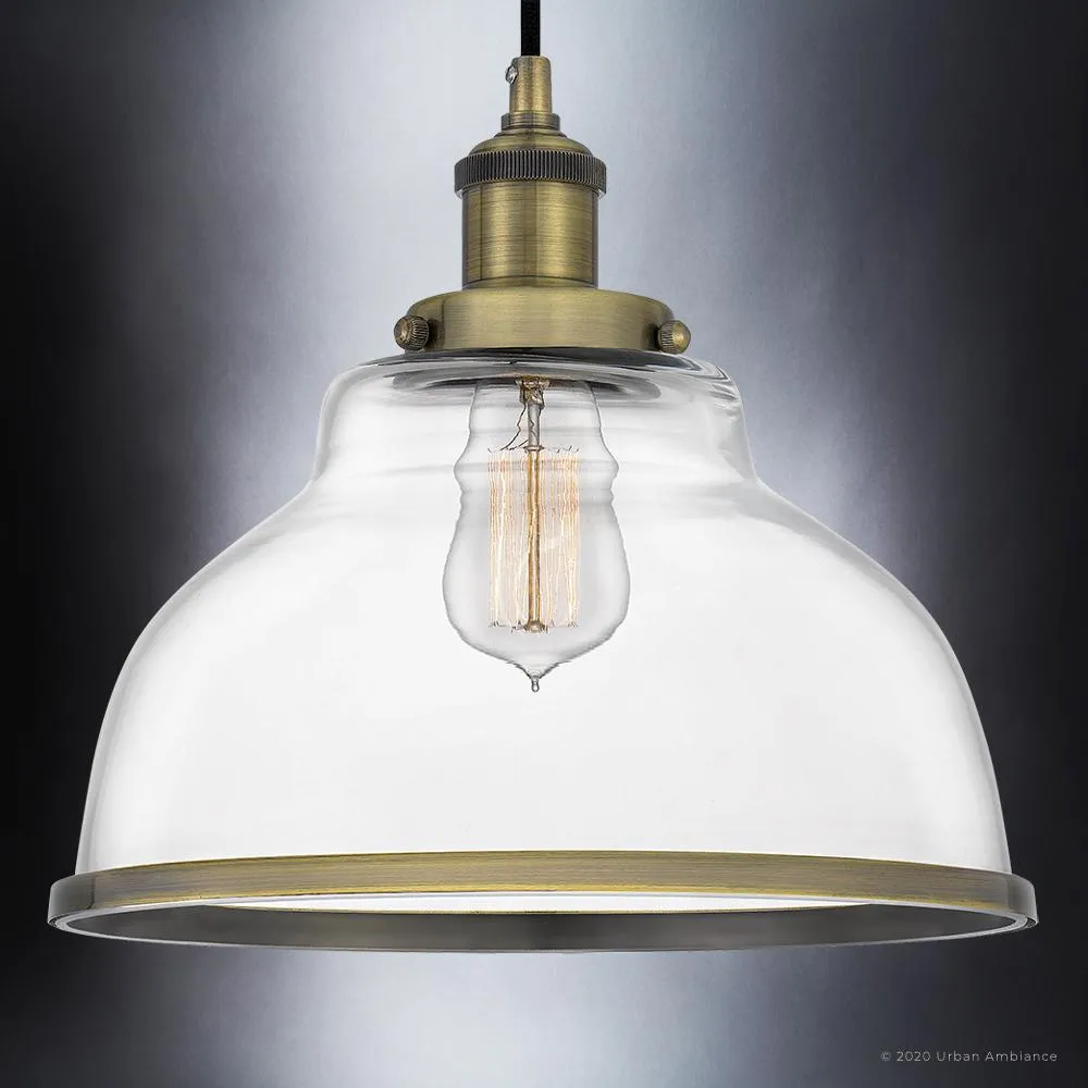 UQL4083 Transitional Pendant 11.75''H x 12''W, Antique Brass Finish, Wyndford Collection