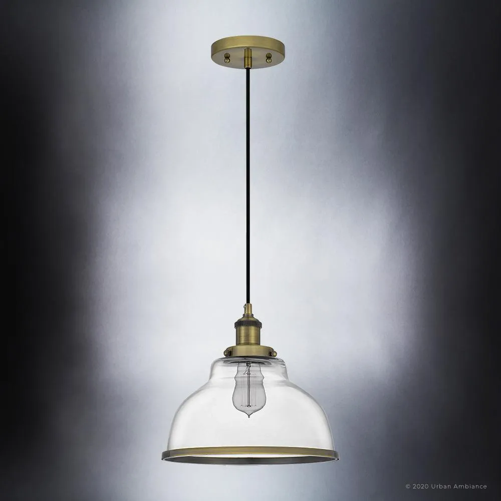 UQL4083 Transitional Pendant 11.75''H x 12''W, Antique Brass Finish, Wyndford Collection