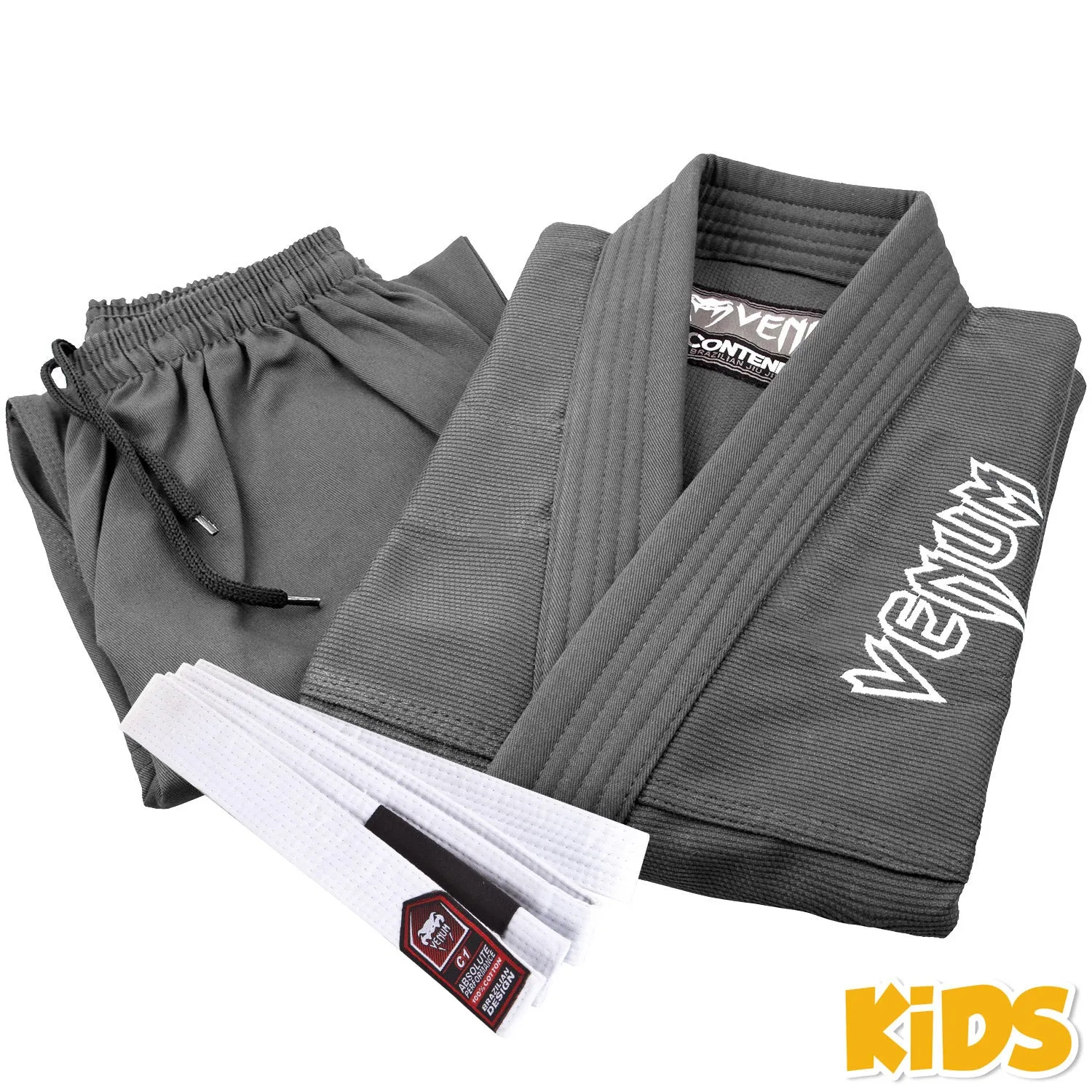 Venum Contender Kids BJJ Gi (Free white belt included) - Grey