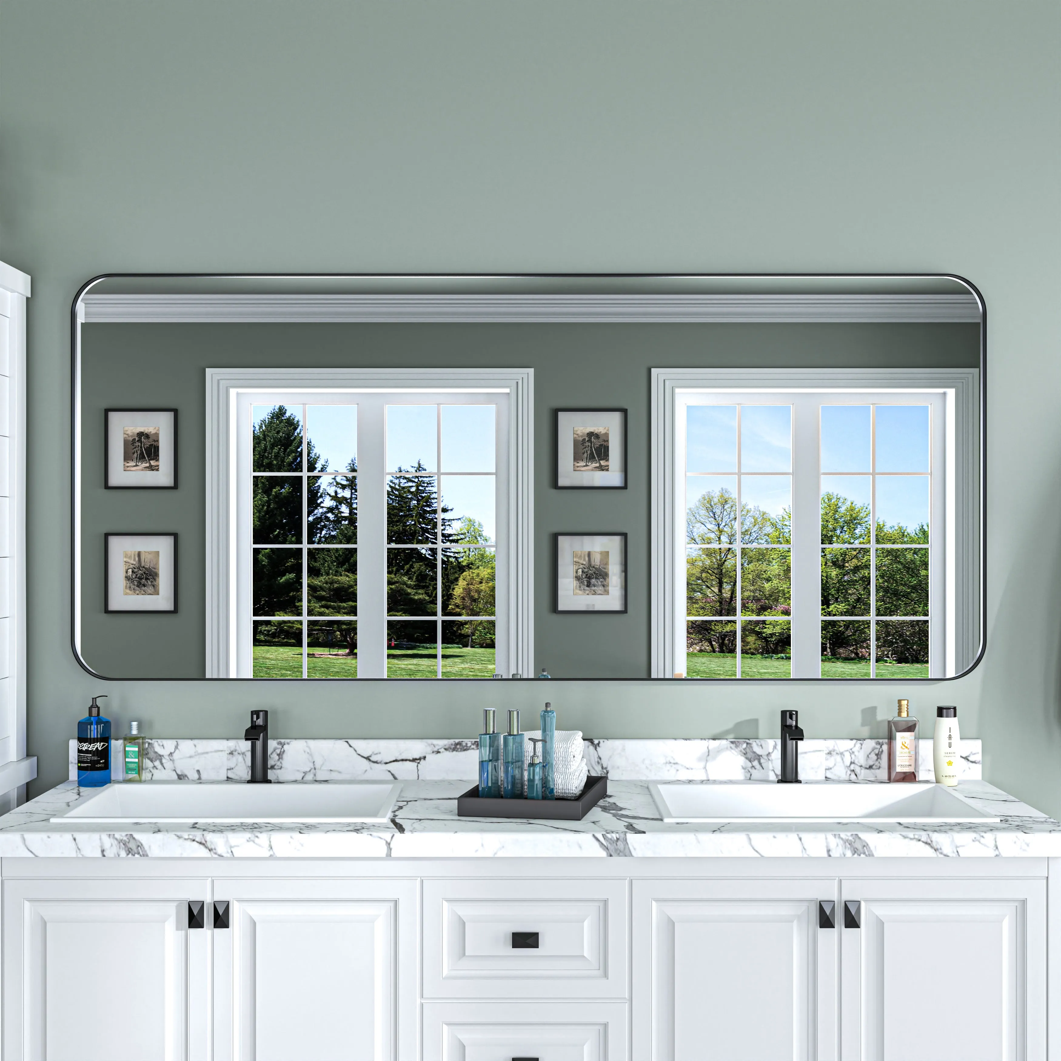 Waterpar® 72 in. W x 32 in. H Rectangular Aluminum Framed Wall Bathroom Vanity Mirror