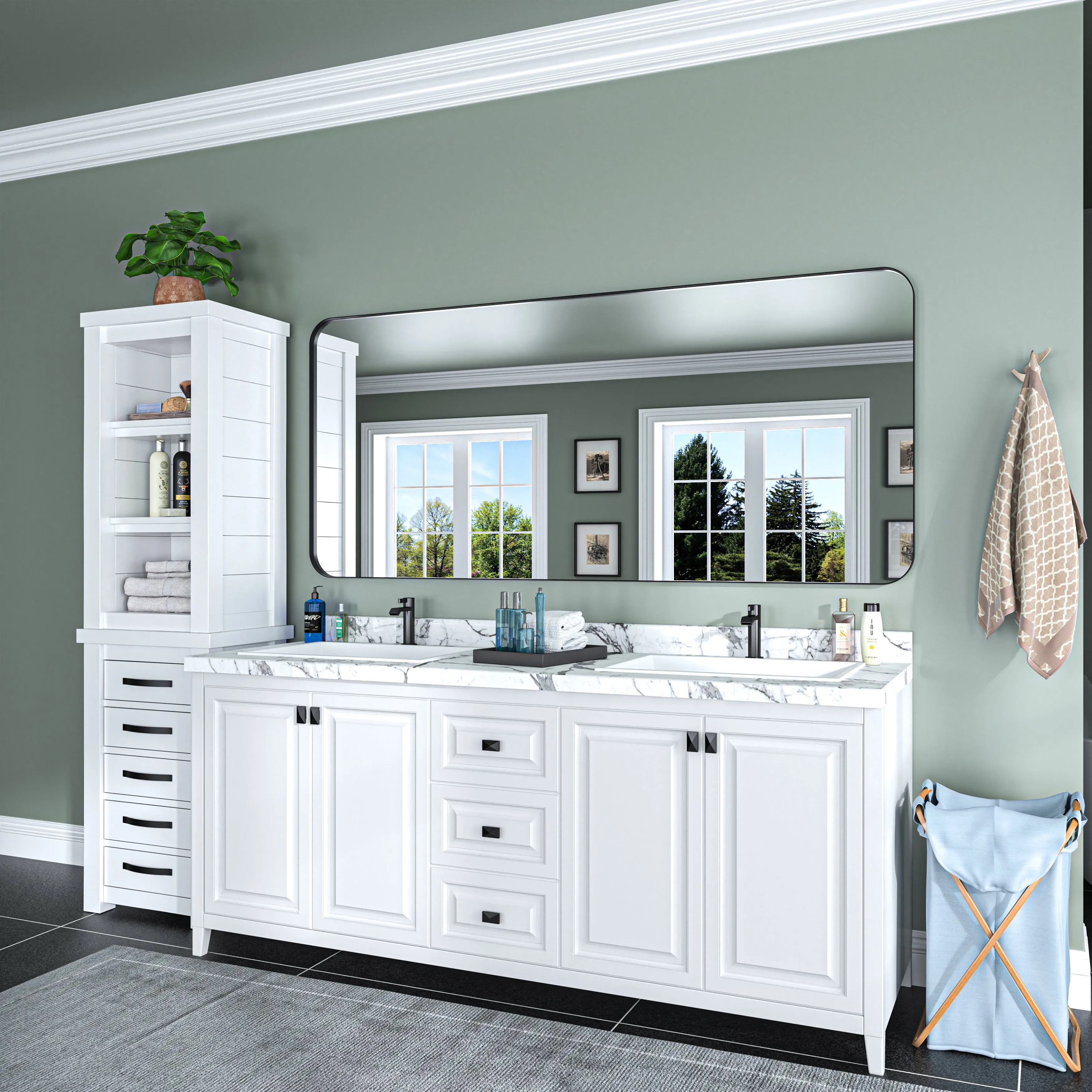 Waterpar® 72 in. W x 32 in. H Rectangular Aluminum Framed Wall Bathroom Vanity Mirror