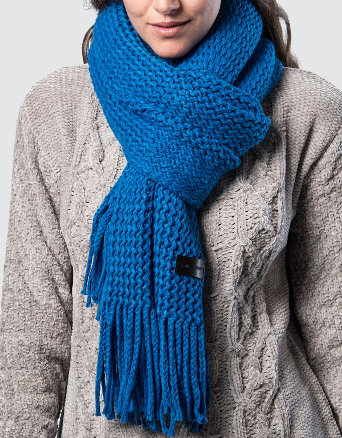 Wide Knit Ribbed Scarf