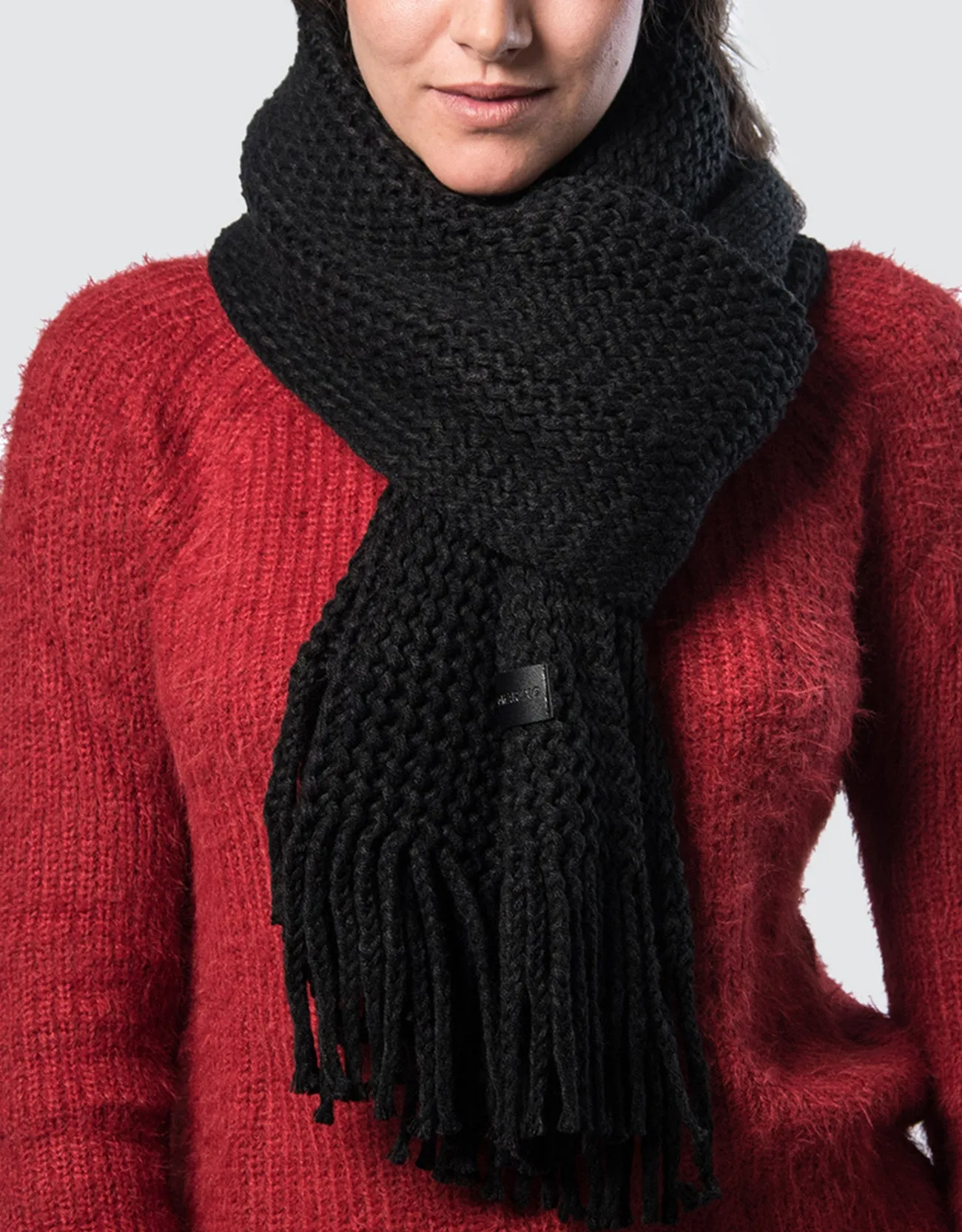 Wide Knit Ribbed Scarf