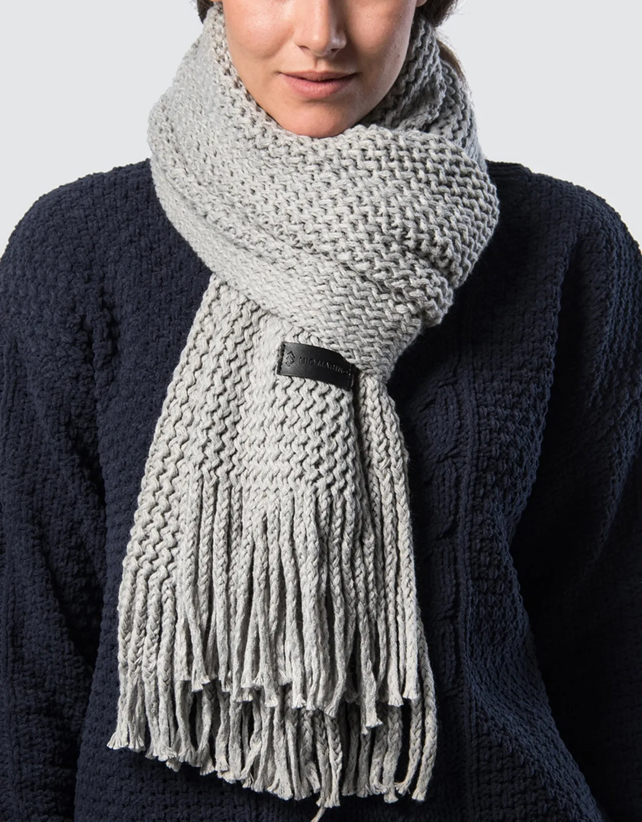 Wide Knit Ribbed Scarf