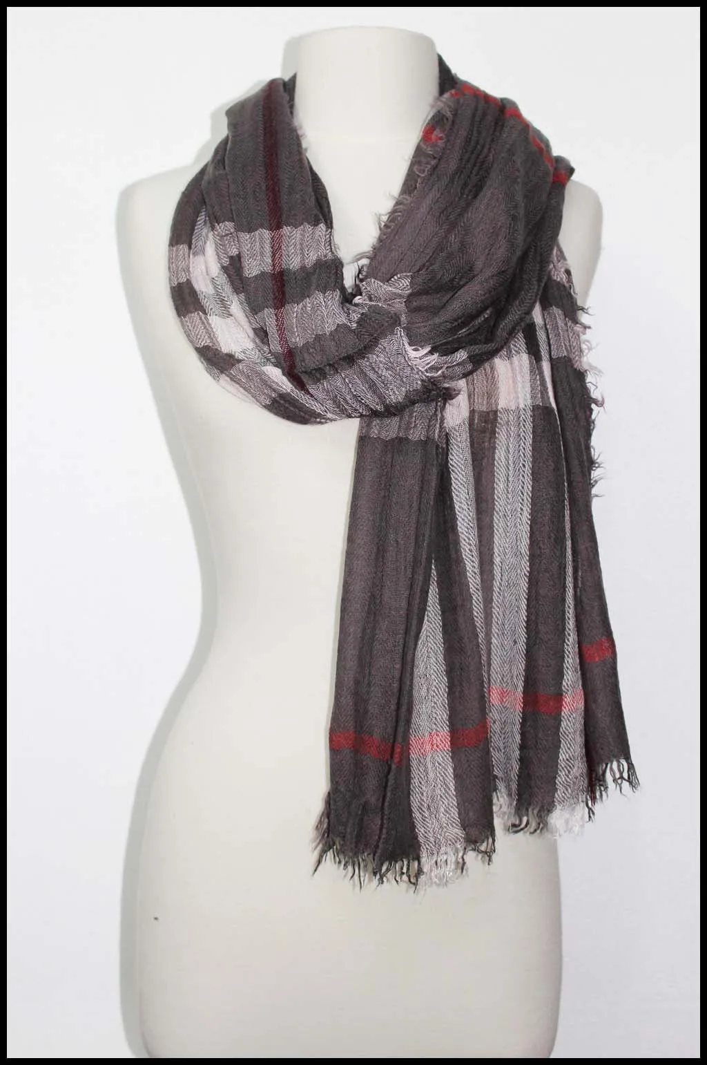 Wide Plaid Scarf